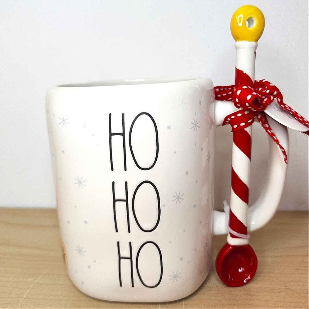 🆕️ Rae Dunn HoHoHo North Pole Double Sided Mug with Ceramic Spoon